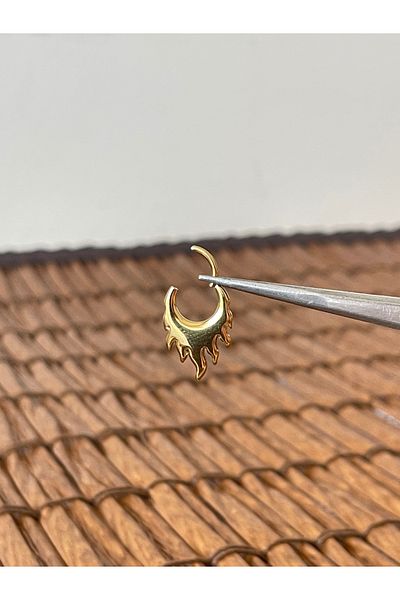 Rupen Kraft 316 L Surgical Steel Anti Allergic Flame Model Interlock Ring Piercing 8mm X 1.2mm
