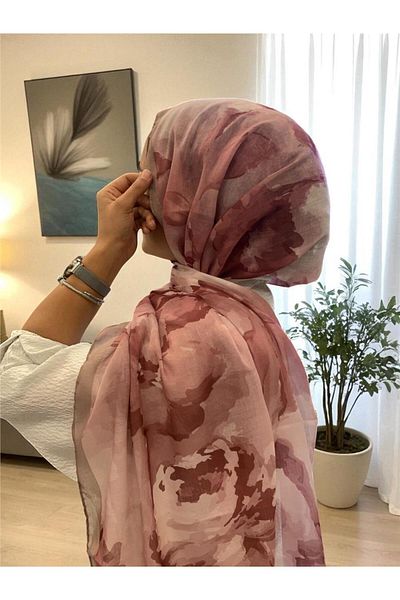 Baştacı Soft Batik 0347 Soft Burgundy Shawl