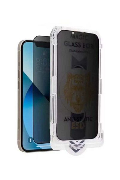 Generic Magic Glass Box Privacy Screen Protector with Dust Extraction – Anti-Spy Tempered Glass for iPhone
