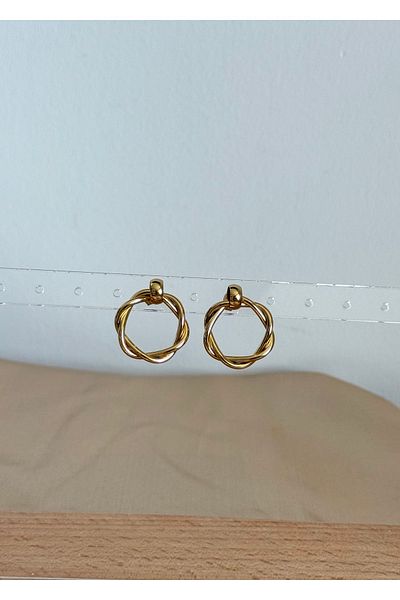 Home Sihra Accessories Steel Nail Closure Hoop Earrings Gold Color