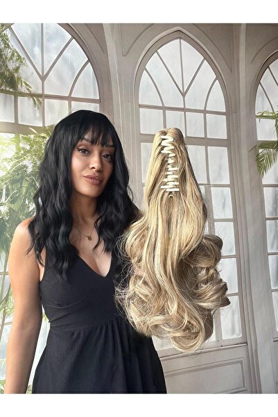 Suzan Peruk Röfleli kumral sarı Mandallı Tokalı AT kuyruğu Postiş