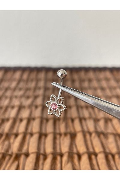 Rupen Kraft 316 L Surgical Steel Anti Allergic Flower Model Navel Piercing in Silver Color