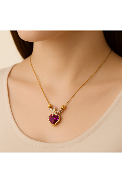 isikaccessories Heart Gold Necklace Steel