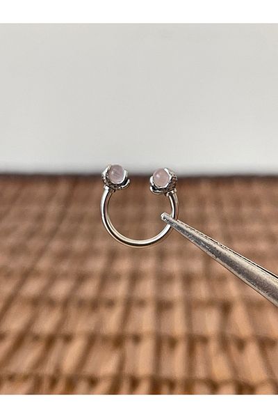 Rupen Kraft 316 L Surgical Steel Anti Allergic Opal Natural Stone Veil Model Ring Piercing 10mm X 1.2mm