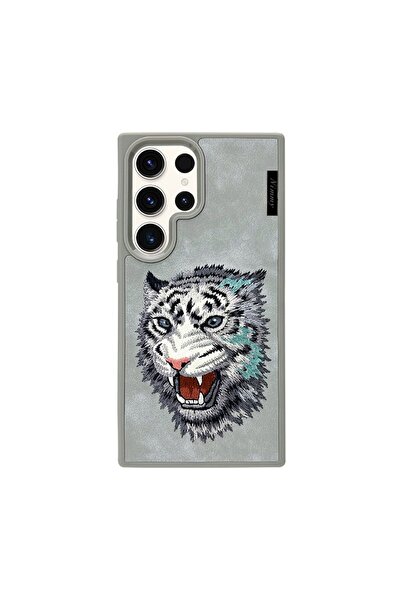 Nimmy Samsung S24 Ultra Uyumlu Uyumlu Gerçek Nakış İşlemeli Kaplan Desenli Ra...