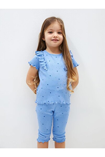 LC Waikiki Crew nyakú nyomott rövid ujjú kislány póló (S4)