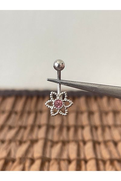 Rupen Kraft 316 L Surgical Steel Anti Allergic Flower Model Navel Piercing in Silver Color