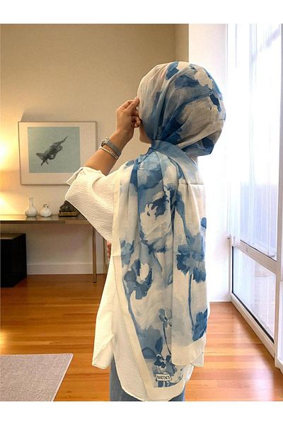 Baştacı Soft Batik 0347 Denim Blue Shawl