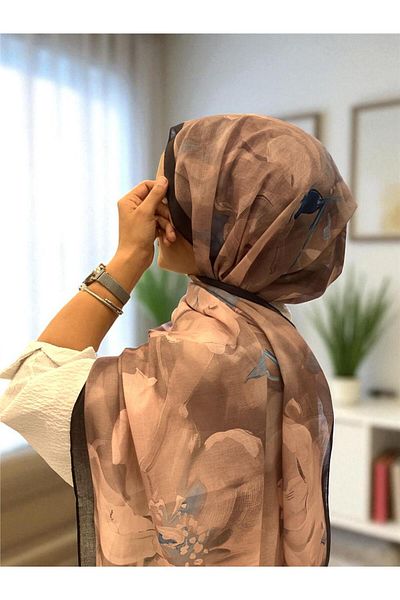 Baştacı Soft Flower 0348 Pastel Mink Shawl