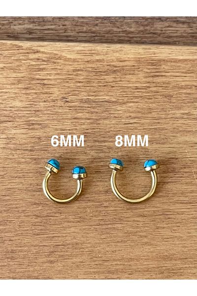 Rupen Kraft 316 L Surgical Steel Anti Allergic Turquoise Stone Ring Piercing