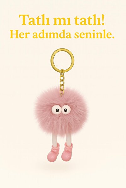 Handley Lüks pelüş ponpon charm anahtarlık