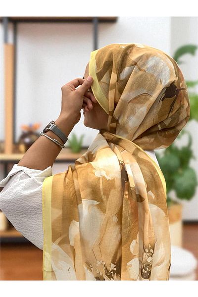 Baştacı Soft Flower 0348 Pastel Yellow Shawl