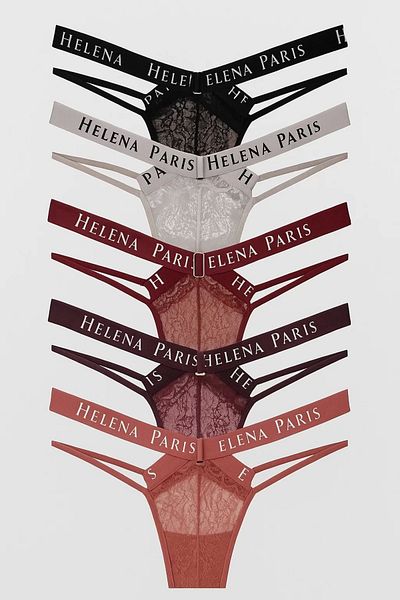 emosavm H2741 Brazılıan Bikini Front Tape Back Tulle Waist Crossed Strings