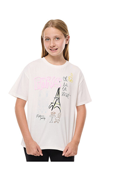 R&B تي شيرت أبيض للبنات من 8 إلى 16 سنة