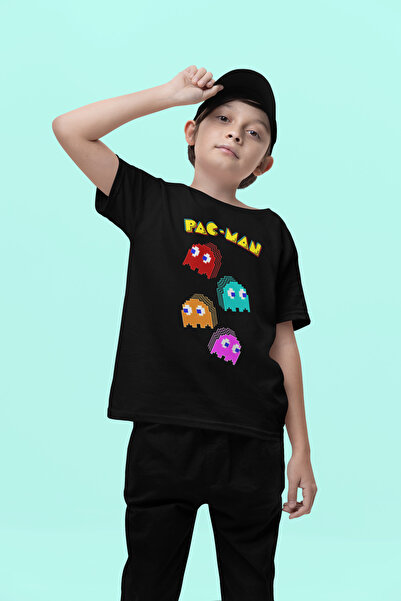 SEVBANO Tricou pentru copii unisex cu jocuri cu imprimeu Pacman (vârsta 1-12)