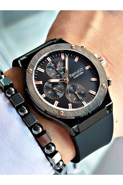 Ferrucci Original Design Watch with Functional Silicone Cord Men's Wristwatch Bracelet Gift