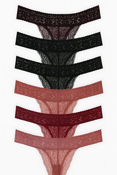 emosavm H2730 Thong Waist Stripe Tape Front Lace Back Tulle