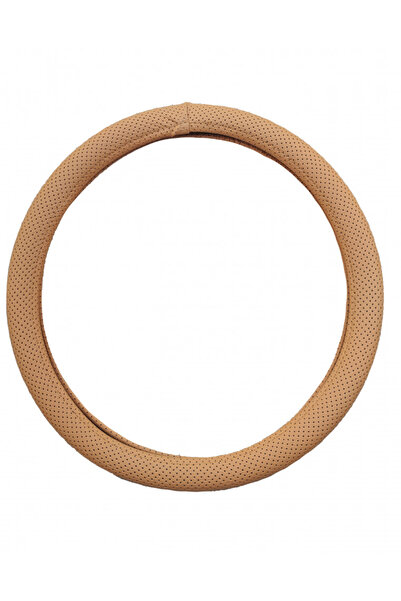 DELUXETUNING Husa volan piele ecologica perforata, maro deschis, diam. 38 cm