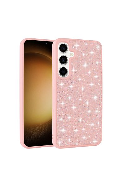 System Com حافظة هاتف Galaxy S25 بتصميم حجر لامع SYS Diamond Cover - وردي