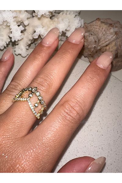 GLARE JEWELRY Queen Princess Crown Crown Model Adjustable Rhinestone Stainless Steel Ring