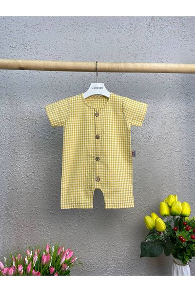 greenmoss Gingham Patterned Baby Boy Jumpsuit