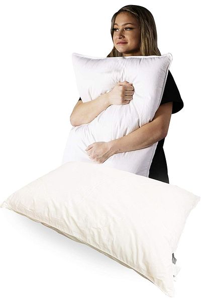 KOUCHINI DOWN UNDER Bedding King Size Washable Australian Wool Filled Cool Sleeping Pillow - 100% Cotton Cove