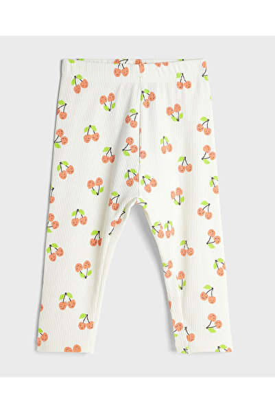 R&B بنطال ضيق محبوك مطبوع بلون الخوخ الباهت، مقاس 0-24 شهرًا