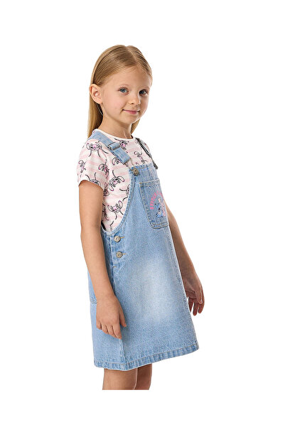 R&B Multi GIRLS DENIM DUNGAREES 2-8Y