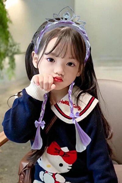 CAŞ DEKORASYON Coroană cu păr de culoare violet