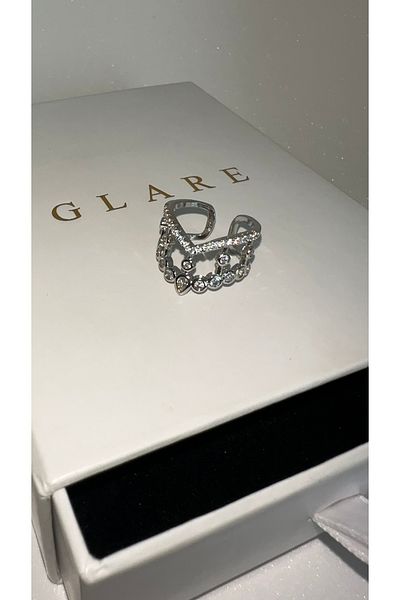 GLARE JEWELRY Queen Princess Crown Crown Model Adjustable Rhinestone Stainless Steel Ring