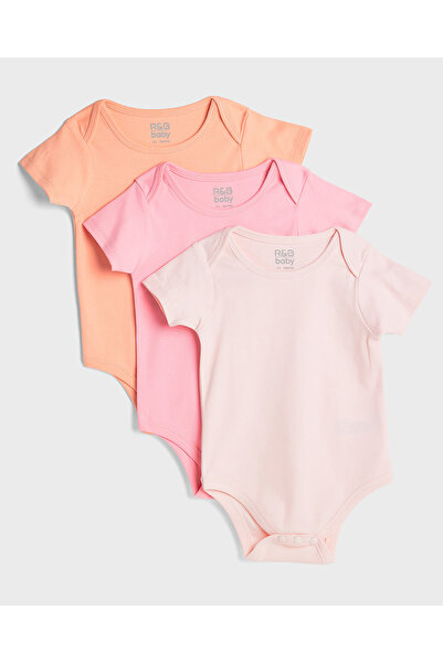 R&B Pink BODYSUIT PO3 0-12M