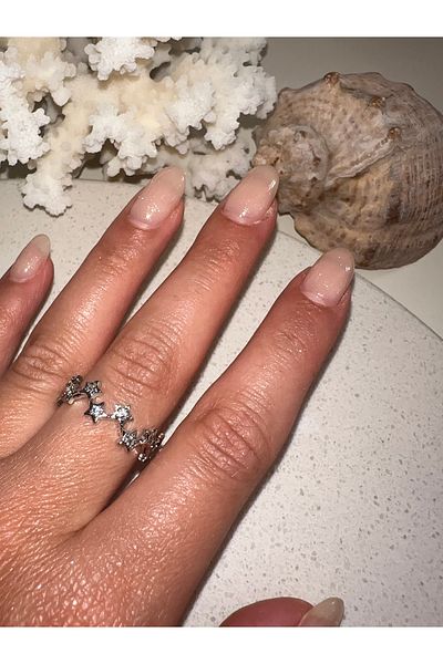GLARE JEWELRY Star Model Gilded Design Stainless Steel Adjustable Ring Silver