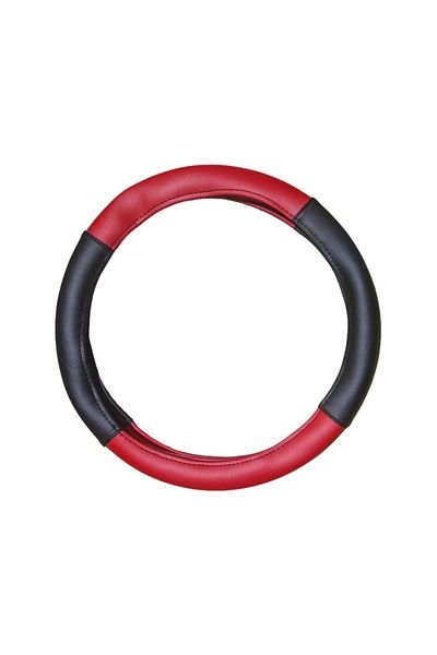 DELUXETUNING Husa volan imitatie piele ecologica negru cu rosu diam. 38 cm