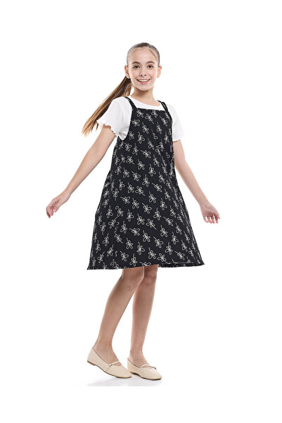 R&B Black GIRLS DUNGAREES 8-16Y