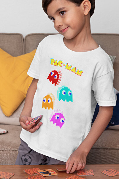 SEVBANO Tricou pentru copii unisex cu jocuri cu imprimeu Pacman (vârsta 1-12)