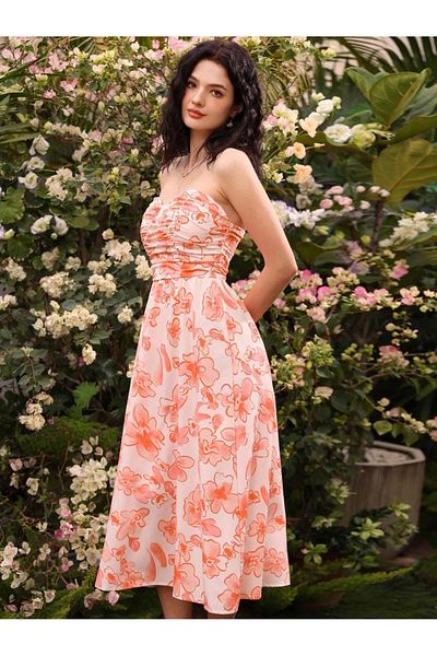UniqueStore.ro Rochie Shadya, Cu Imprimeu Floral Și Umeri Goi