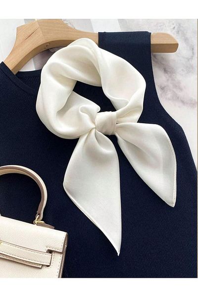 ÖrgüYastik Ecru Color Satin Scarf - Bandana