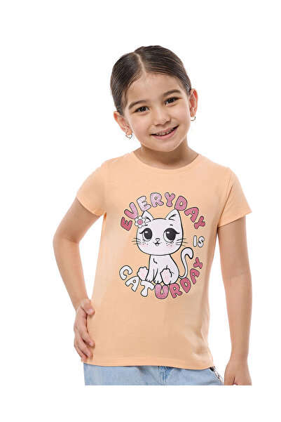 R&B تي شيرت خوخي للبنات من عمر 2 إلى 8 سنوات