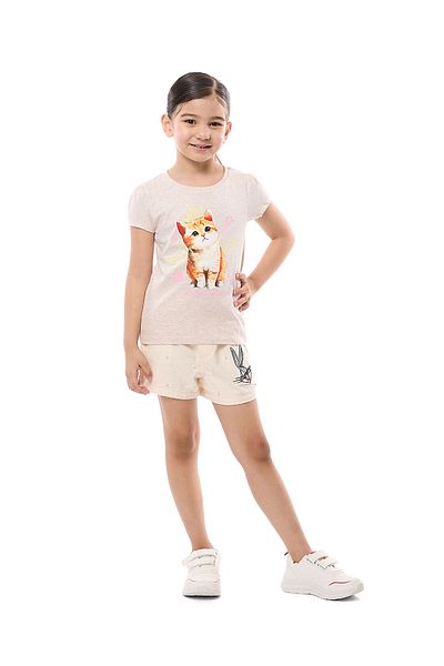 R&B Ecru Melange GIRLS T-SHIRT 2-8Y