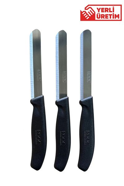 Rooc Set of 3 Ultra Sharp Serrated Knives, 22 cm 100% Guaranteed Stainless Steel