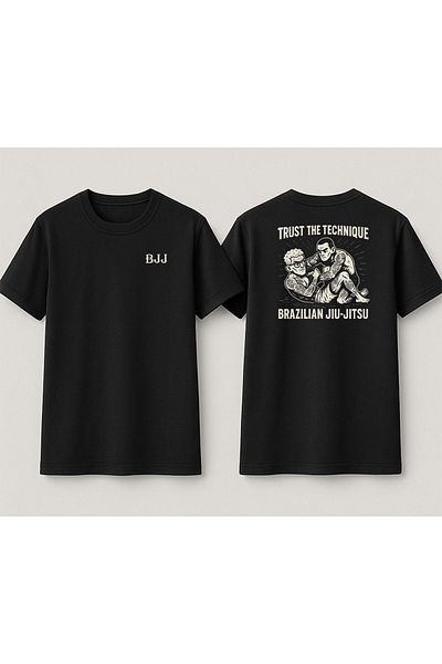 YEACHY Unisex Μαύρο μπλουζάκι BJJ με στάμπα