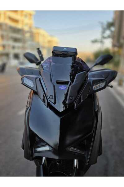MOTOCAM Yamaha Xmax 250 Uyumlu Siperlik Ön Cam 2023-2025 Model 36cm Siyah Renkli 4mm KISA SPOR CAM
