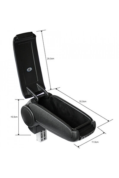 DELUXETUNING Car armrest Ford C-MAX 2003-2010, black, imitation leather