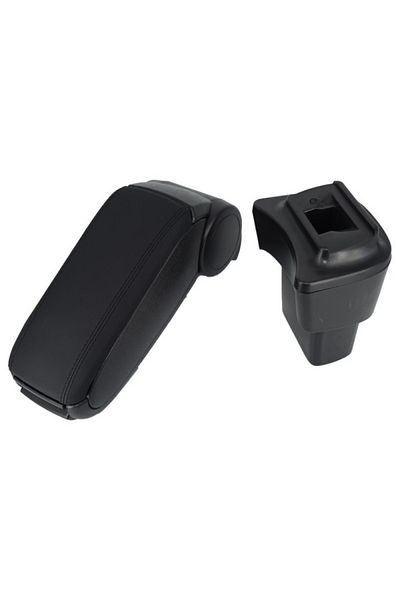 DELUXETUNING Car armrest Hyundai i10 2013-2019, black, imitation leather