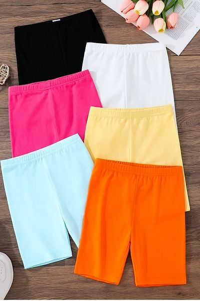 YUNAYT 6-Pack Combed Cotton Girls' Skirt Bottoms Above Knee Cotton Leggings Random Color