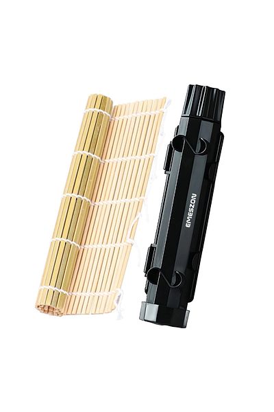 EMESZON Complete Sushi Rolls 2 Set, EMESZON® Manual Sushi Rolling Machine with Bamboo Roller, Black