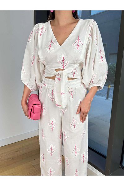 ASM Fashion Copy - Women's Bone Embroidery Printed Linen