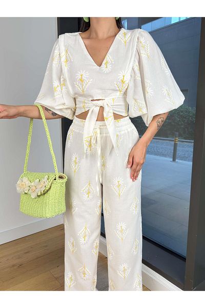 ASM Fashion Copy - Women's Bone Embroidery Printed Linen