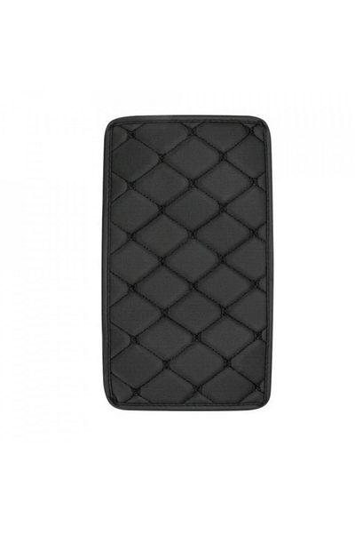 DELUXETUNING Universal leather car armrest cover 29 cm x 17 cm black