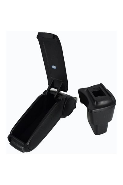 DELUXETUNING Car armrest Hyundai i10 2013-2019, black, imitation leather